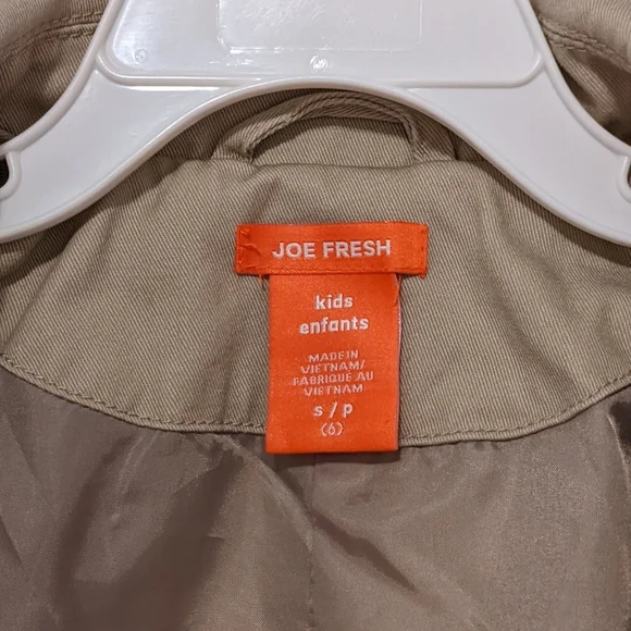 sz:S Joe Fresh Girls Double-Breasted Overcoat/Trench Coat & belt; Small, khaki - Picture 8 of 9